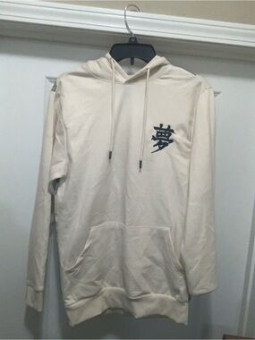rebels Cream Hoodie with Navy Kanji Chest Graphic